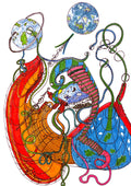 Cosmic Connections – An Original Hand-Drawn Space Art & Its Vibrant Full-Color Enhancement