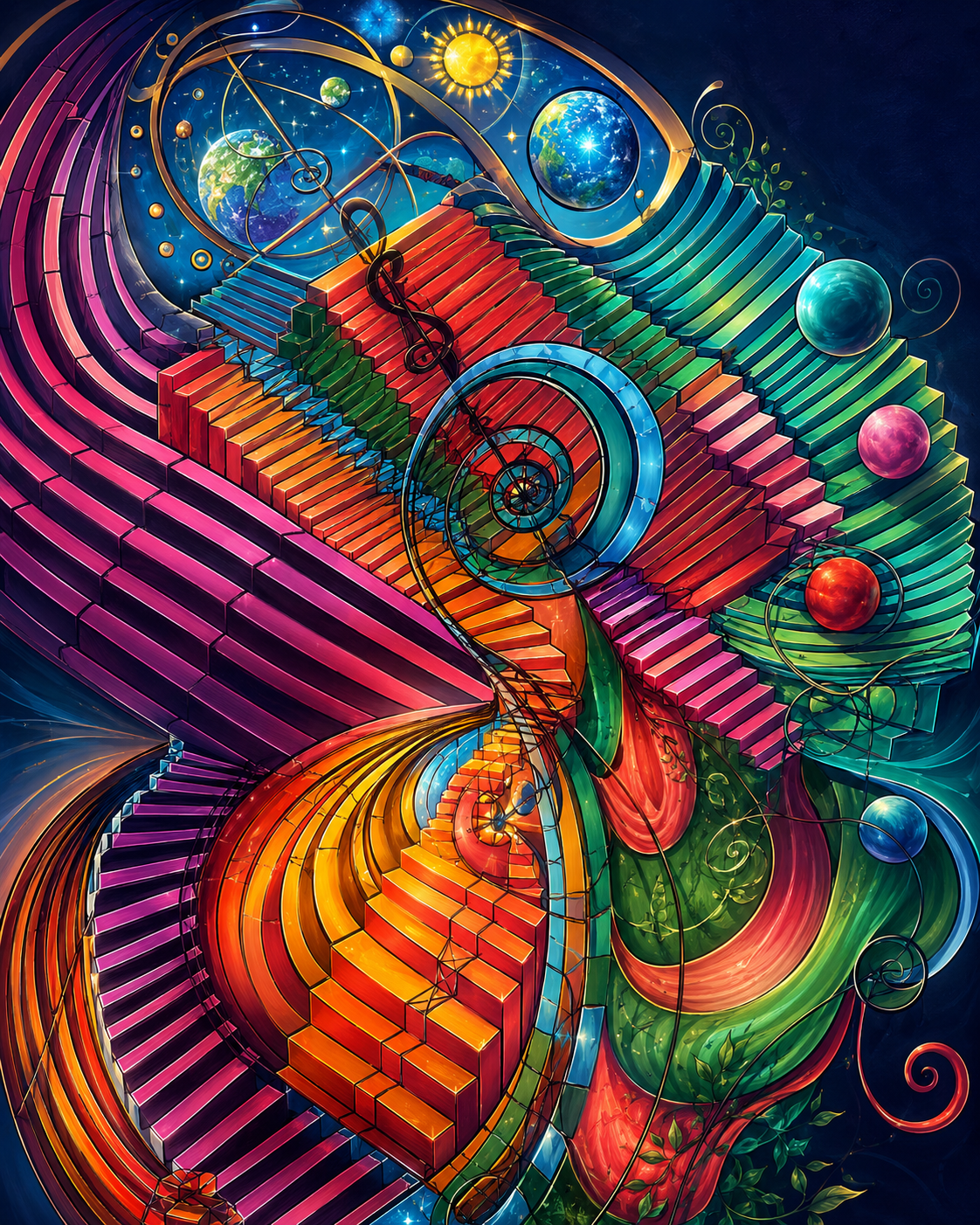 Infinite Staircase: The Evolution Collection – 4-Piece Digital Art Bundle