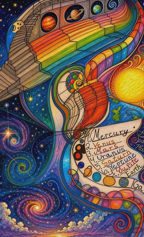 Cosmic Blueprints – Hand-Drawn Cosmic Digital Art